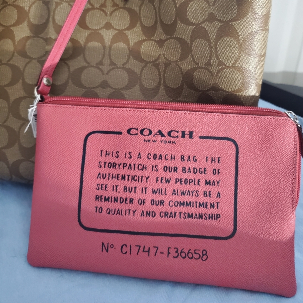 Coach Brown and Pink Signature Tote - Picture 2 of 11